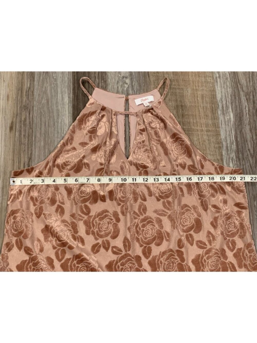 Candies True Mauve Pleated Halter Swing Dress XL Floral Print Keyhole Lined NEW - Picture 11 of 16